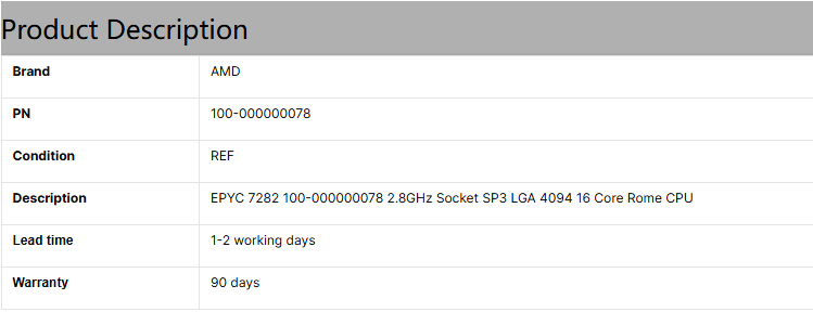 Processador de servidor AMD CPU série 7702P 64 núcleos Roma 2,0 GHz SP3